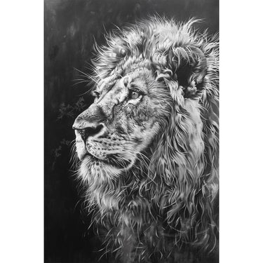 Lion Painting Canvas Black and White
